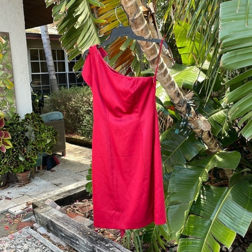 One shoulder, satin, Antonio, Melani dress